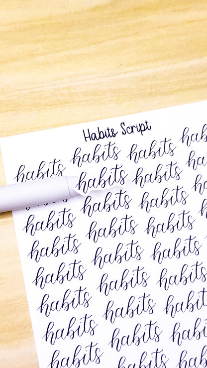 Habits Script Planner Sticker Sheet 48 Stickers Bujo Bullet Journal