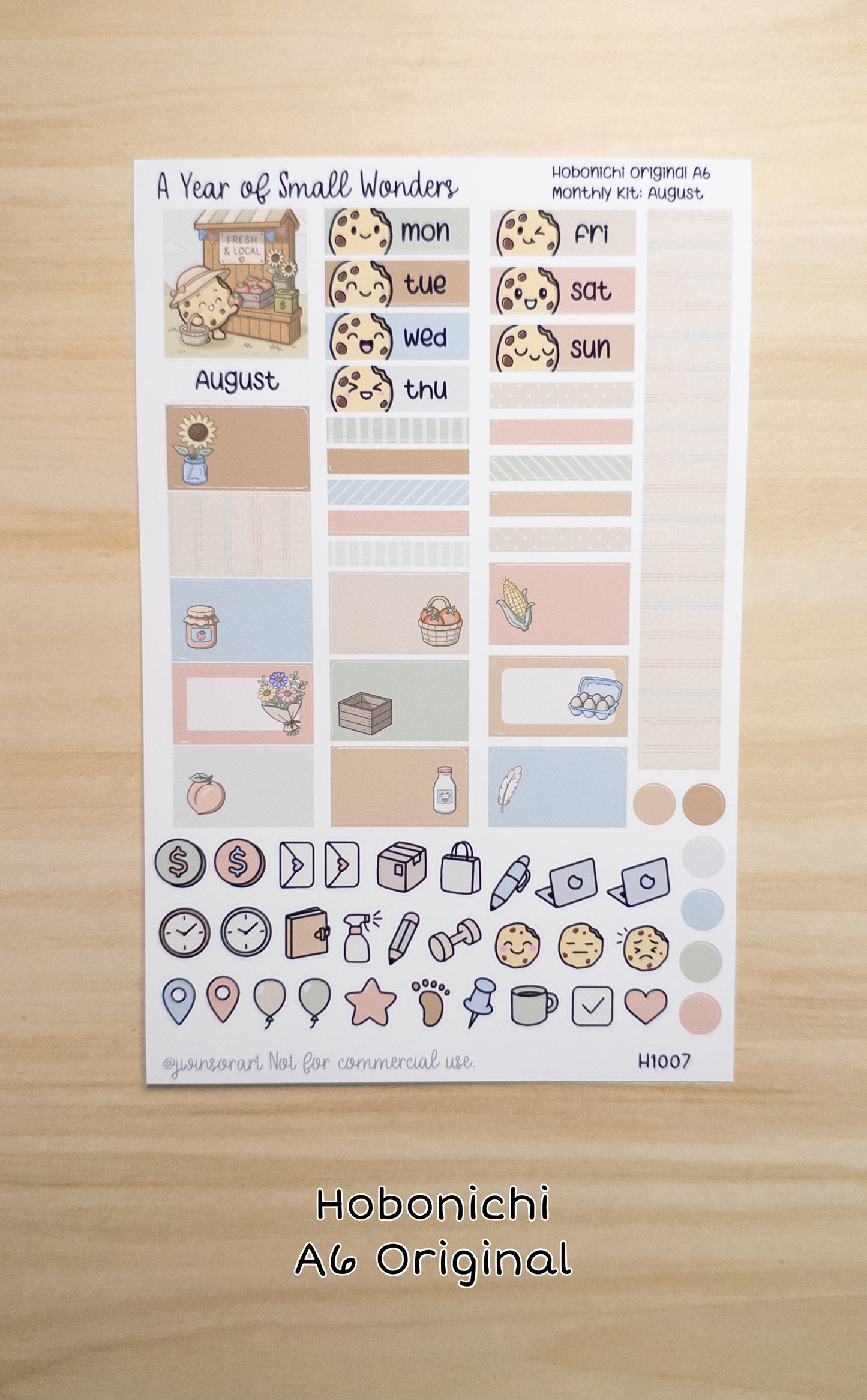 August Hobonichi Monthly Kit – A Year of Small Wonders – Roadside Farm Stand Planner Stickers – Cousin A5, A6, Weeks