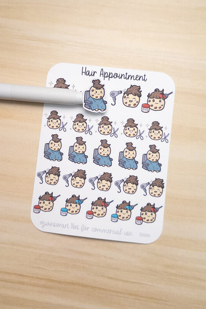 Hair Appointment Cookie Stickers – Haircut, Blow Dry, Hair Salon, & Hair Dye Planner Stickers