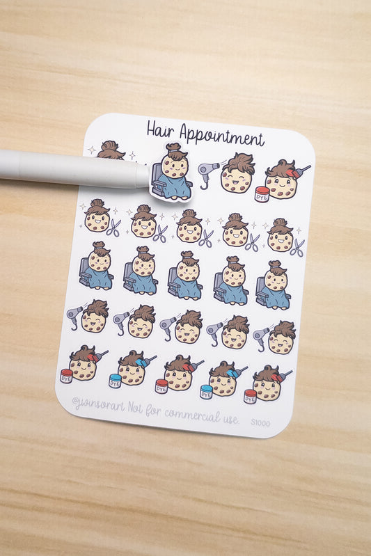 Hair Appointment Cookie Stickers – Haircut, Blow Dry, Hair Salon, & Hair Dye Planner Stickers