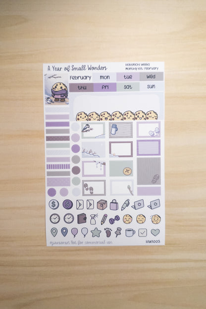 Hobonichi Monthly Kit – February Cozy Cookie Theme | Planner Stickers – A Year of Small Wonders