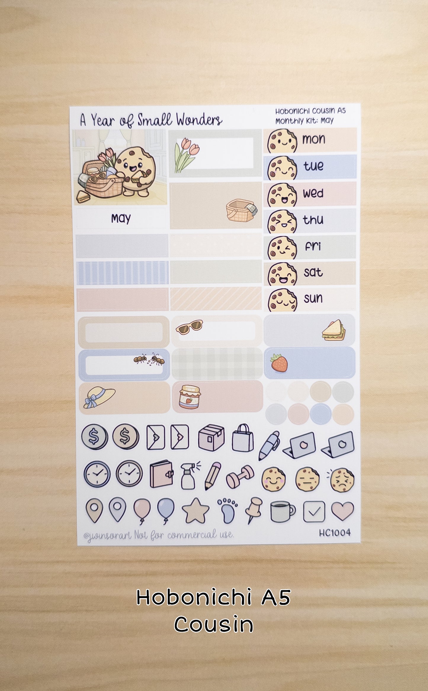 May Hobonichi Monthly Kit – A Year of Small Wonders – Cozy Picnic Prep Planner Stickers – Cousin A5, A6, Weeks