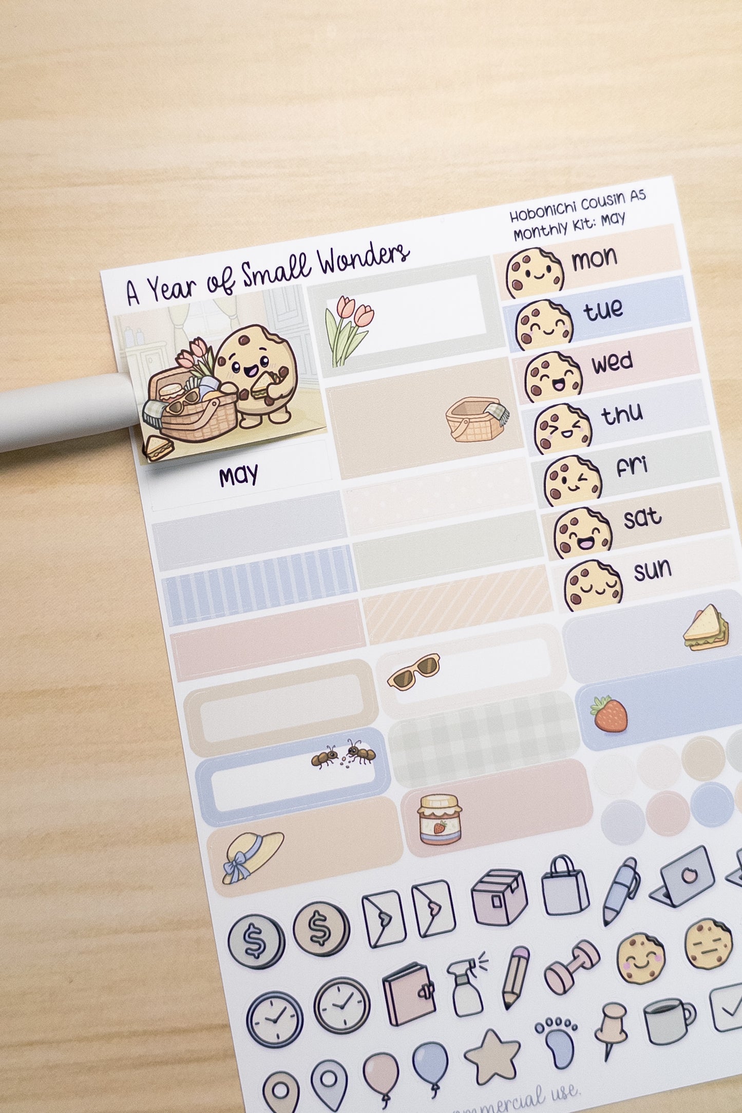 May Hobonichi Monthly Kit – A Year of Small Wonders – Cozy Picnic Prep Planner Stickers – Cousin A5, A6, Weeks