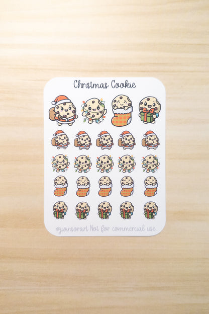 Christmas Cookie Stickers – Cute Holiday Planner Stickers, Kawaii Cookie Character, Santa, Gift, Stocking, Lights – Hobonichi, Journal, Scrapbook