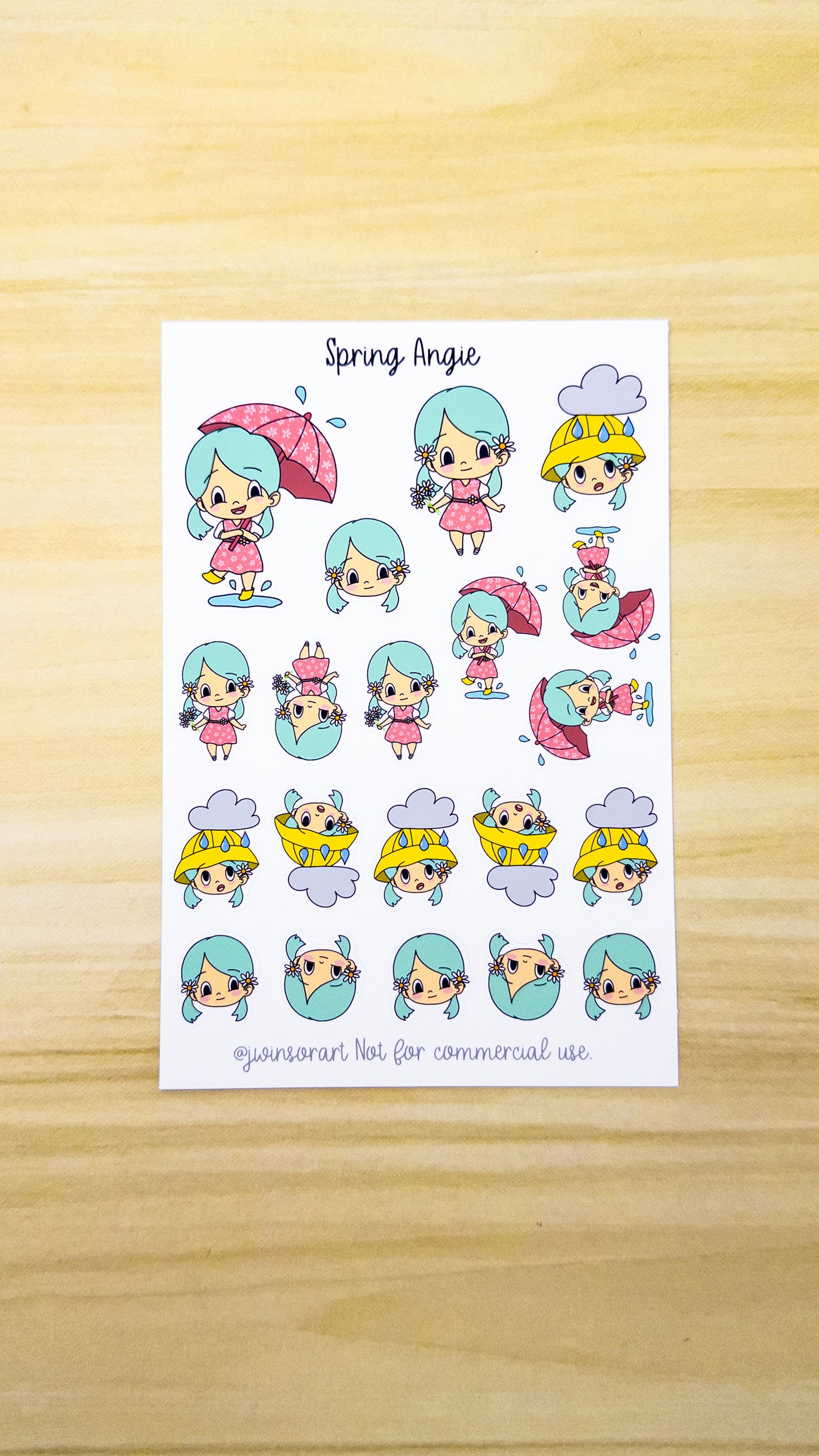 Seasonal Angie Planner Sticker Sheet Winter Spring Summer Fall Autumn Bujo Cute Kawaii Chibi Girl