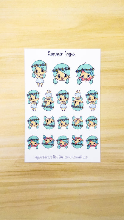 Seasonal Angie Planner Sticker Sheet Winter Spring Summer Fall Autumn Bujo Cute Kawaii Chibi Girl