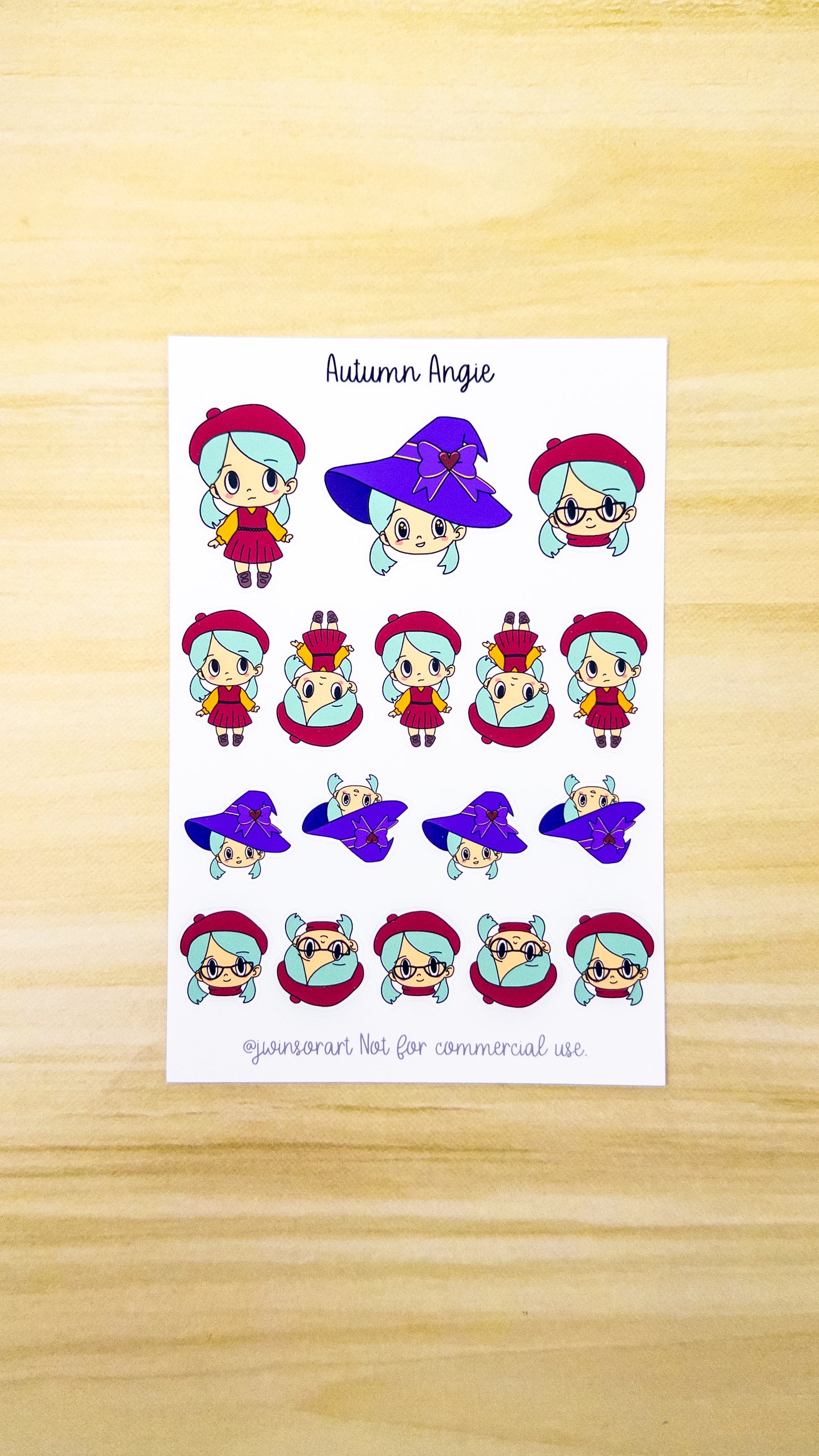 Seasonal Angie Planner Sticker Sheet Winter Spring Summer Fall Autumn Bujo Cute Kawaii Chibi Girl