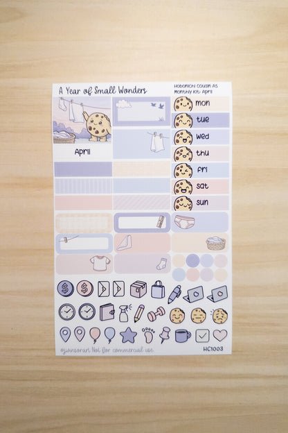 April Hobonichi Monthly Kit – A Year of Small Wonders – Cozy Laundry Sunset Planner Stickers – Cousin A5, A6, Weeks