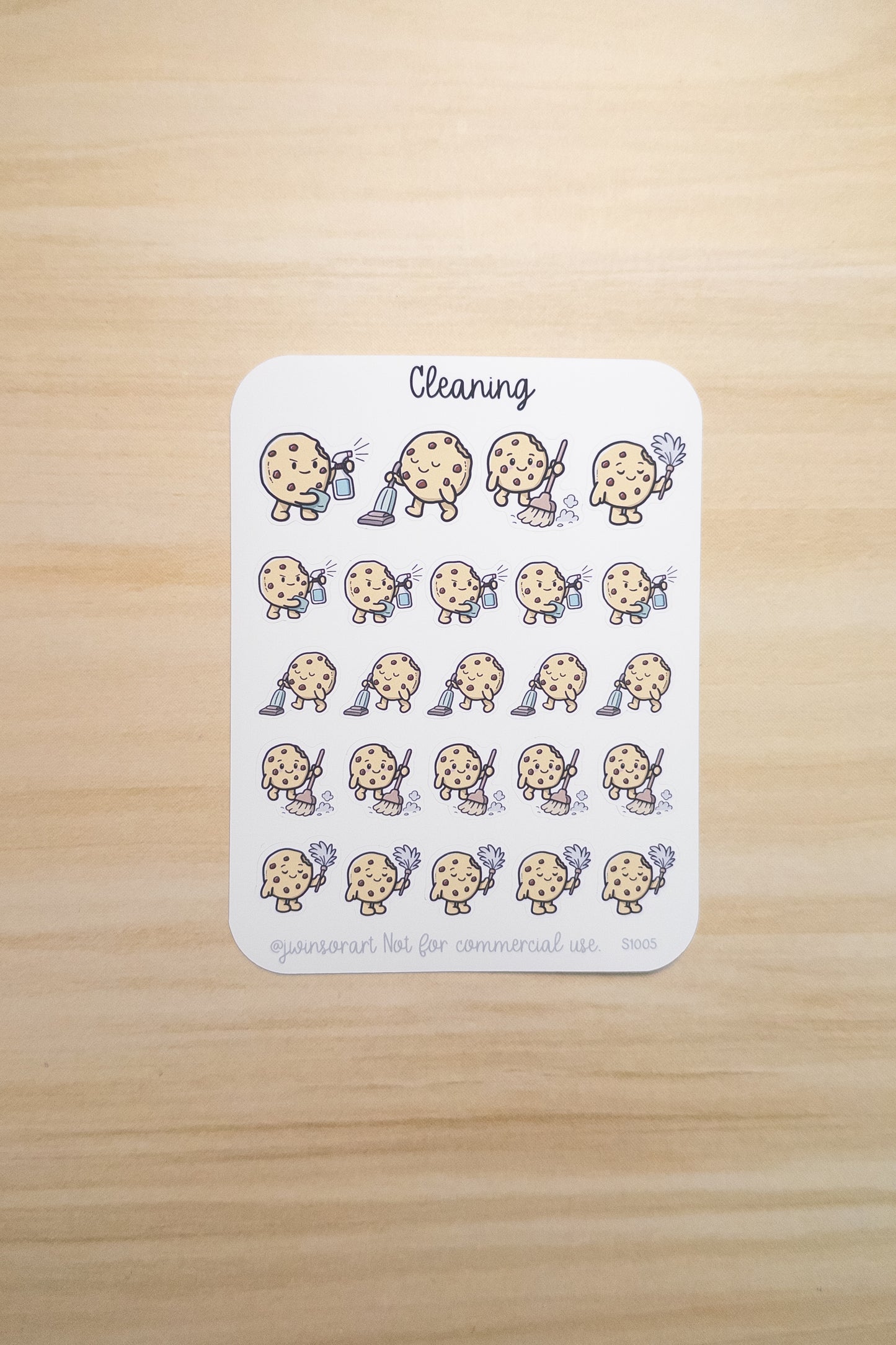 Cleaning Cookie Planner Stickers | Vacuum, Sweep, Dust & Wipe | Cozy Chore Stickers for Hobonichi & Planners