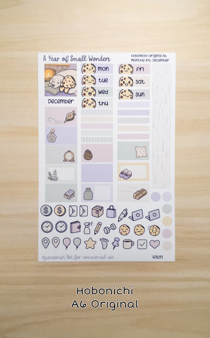 December Hobonichi Monthly Kit – A Year of Small Wonders – By the Fire Cozy Winter Planner Stickers – Cousin A5, A6, Weeks
