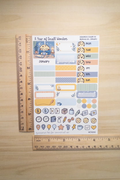 Hobonichi Cousin A5 Monthly Kit – January Cozy Cookie Theme | Planner Stickers | A Year of Small Wonders Collection