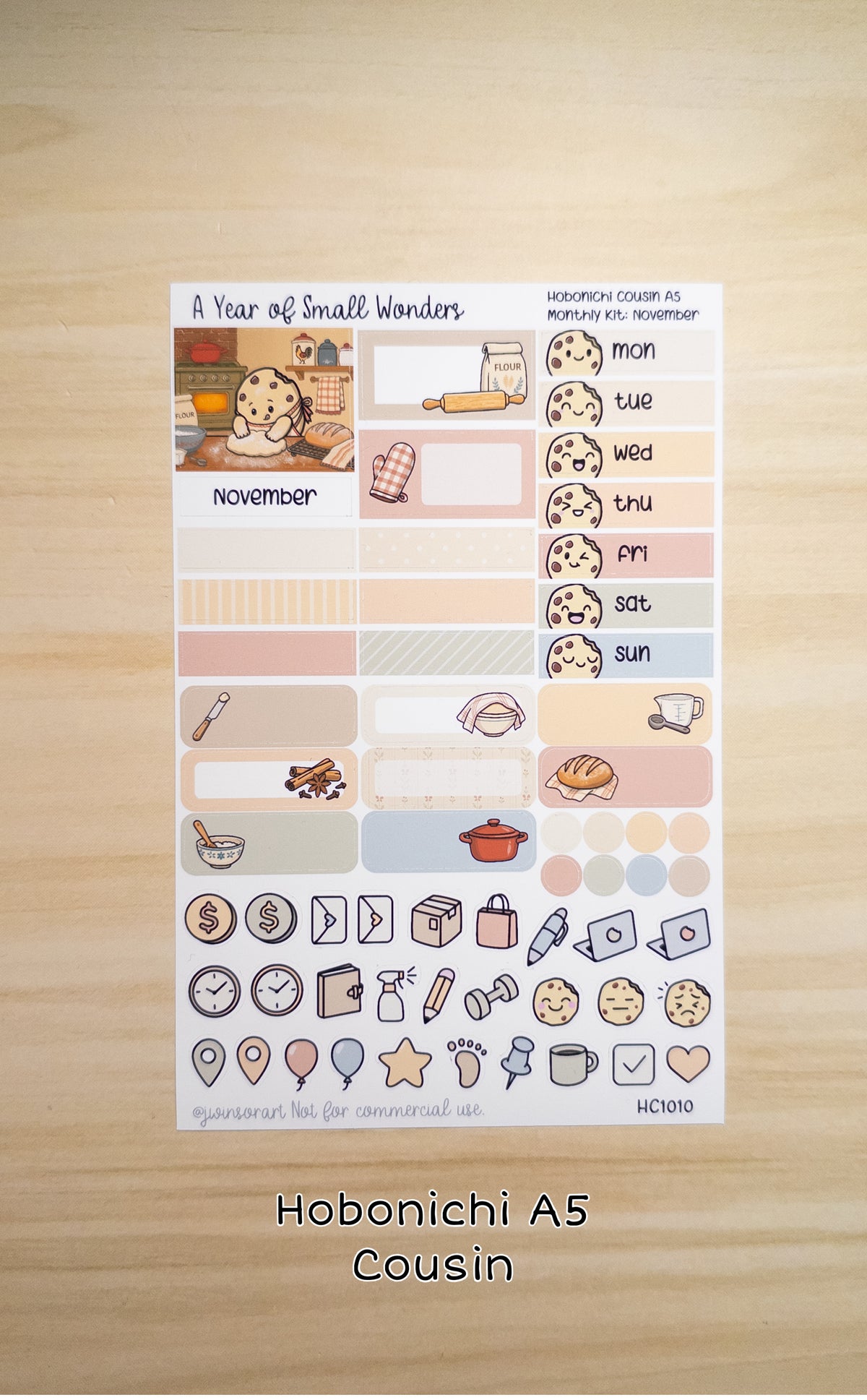November Hobonichi Monthly Kit – A Year of Small Wonders – Fresh-Baked Bread Cozy Planner Stickers – Cousin A5, A6, Weeks