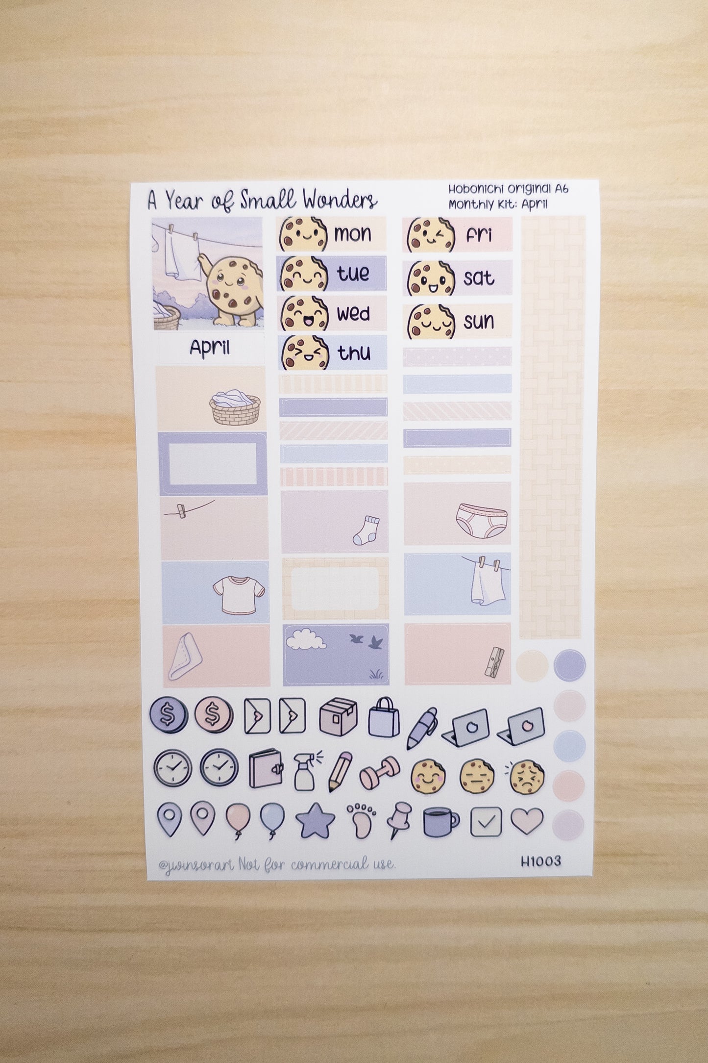 April Hobonichi Monthly Kit – A Year of Small Wonders – Cozy Laundry Sunset Planner Stickers – Cousin A5, A6, Weeks