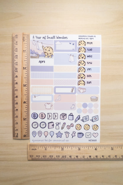 April Hobonichi Monthly Kit – A Year of Small Wonders – Cozy Laundry Sunset Planner Stickers – Cousin A5, A6, Weeks