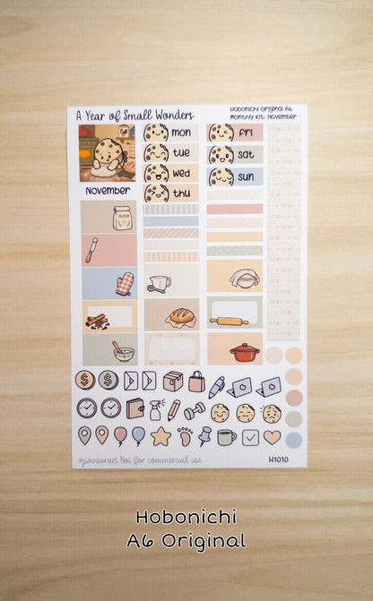 November Hobonichi Monthly Kit – A Year of Small Wonders – Fresh-Baked Bread Cozy Planner Stickers – Cousin A5, A6, Weeks