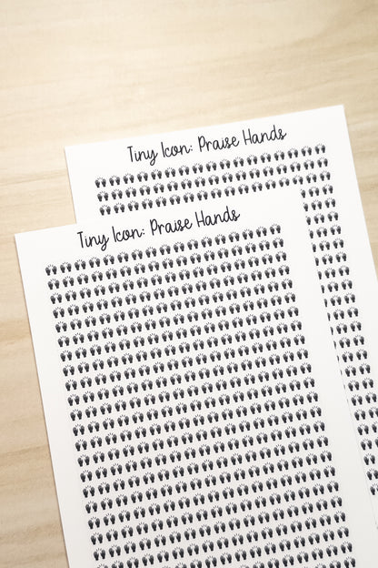 Tiny Icon: Praise Hands Functional Sticker Sheet 5 mm Square Pray Religion Faith Belief Bujo Gratitude