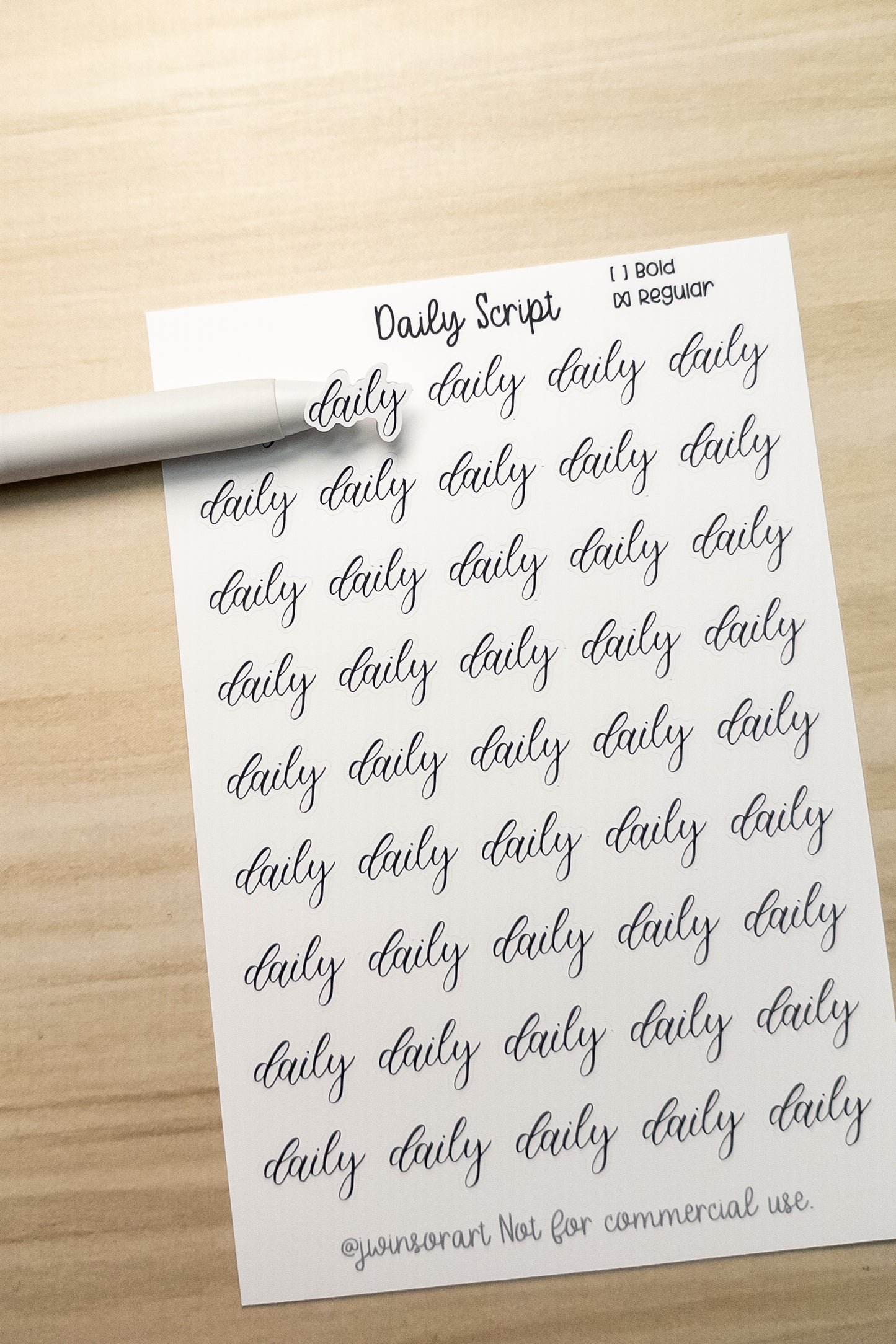 Daily Script Planner Sticker Sheet 45 Stickers Bujo Bullet Journal