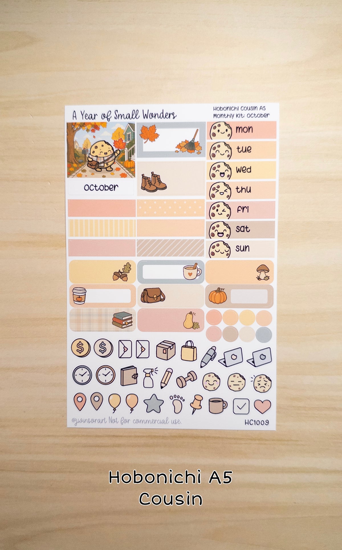 October Hobonichi Monthly Kit – A Year of Small Wonders – Perfect Fall Leaf Planner Stickers – Cousin A5, A6, Weeks