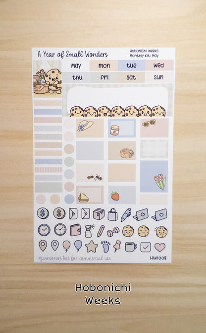 May Hobonichi Monthly Kit – A Year of Small Wonders – Cozy Picnic Prep Planner Stickers – Cousin A5, A6, Weeks