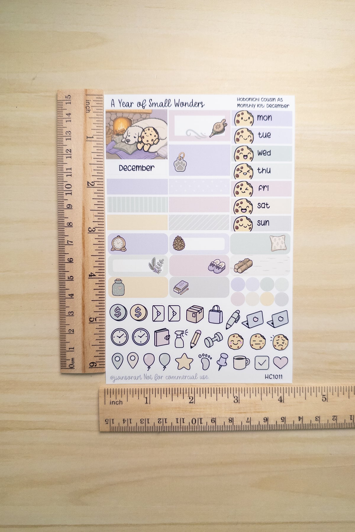December Hobonichi Monthly Kit – A Year of Small Wonders – By the Fire Cozy Winter Planner Stickers – Cousin A5, A6, Weeks