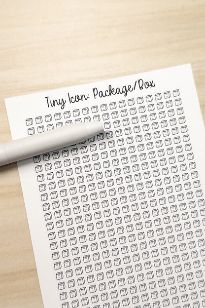 Tiny Icon: Package Box Functional Sticker Sheet 5 mm Square Mail Delivery Shipment Parcel Moving Bujo