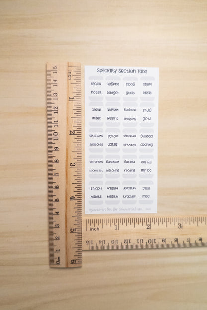Specialty Section Tabs – Minimal Planner Labels for Hobonichi, Journals, and Notebooks (20 Unique Tabs)