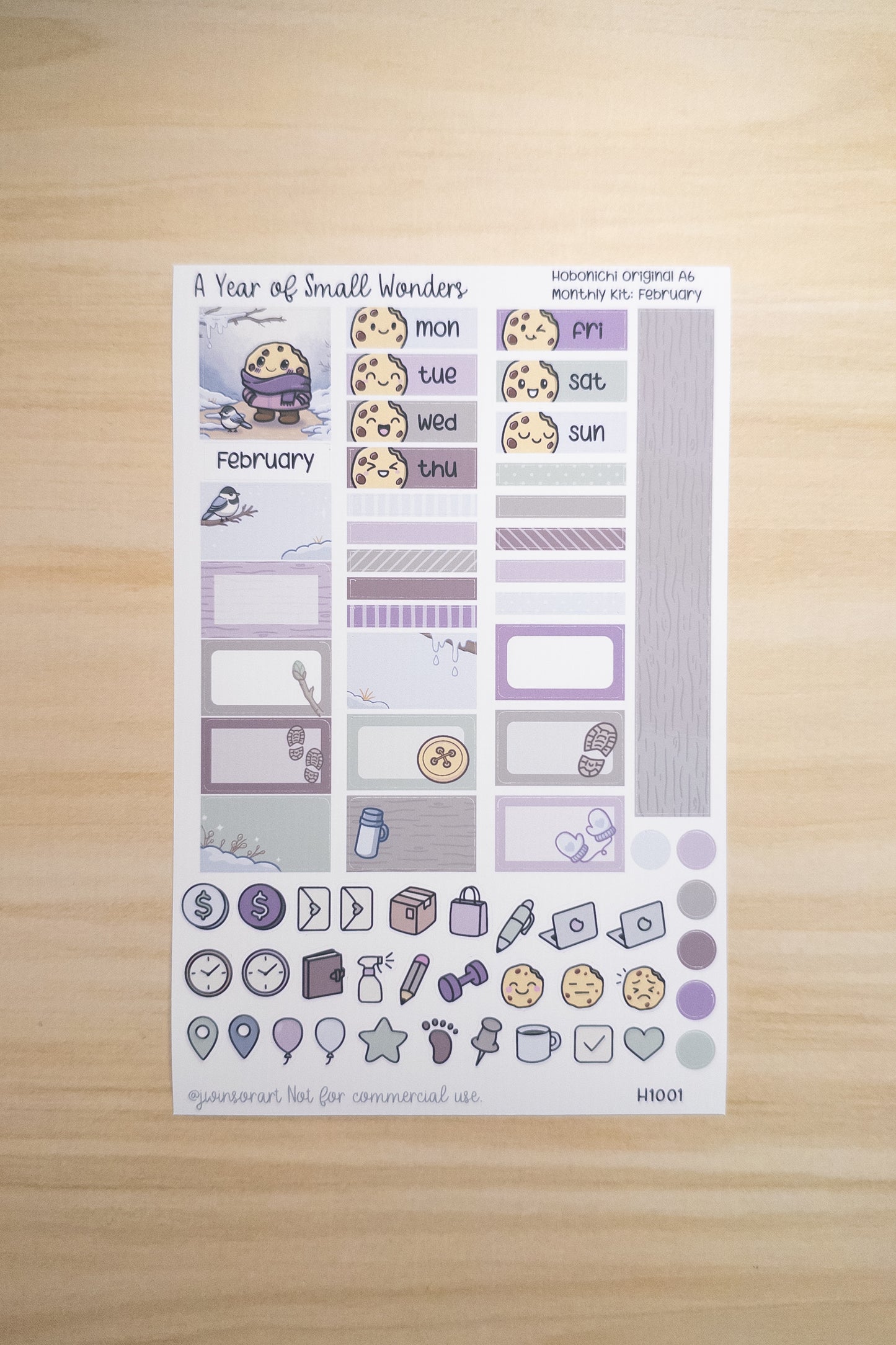 Hobonichi Monthly Kit – February Cozy Cookie Theme | Planner Stickers – A Year of Small Wonders