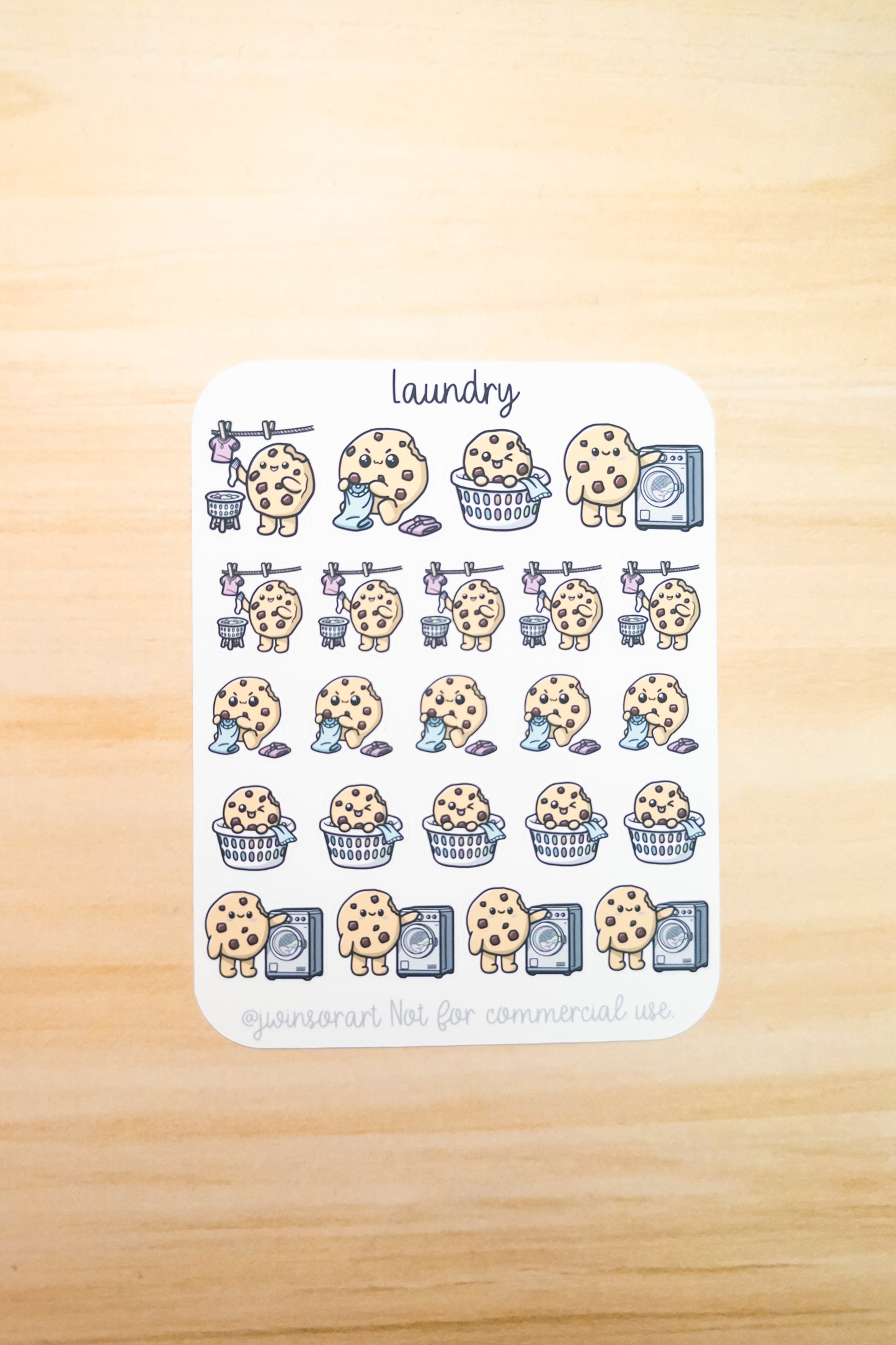 Laundry Day Deco Planner Sticker Sheet Cute Kawaii Art Cookie Folding Drying Clothing Laundry Basket Line Dry Chores