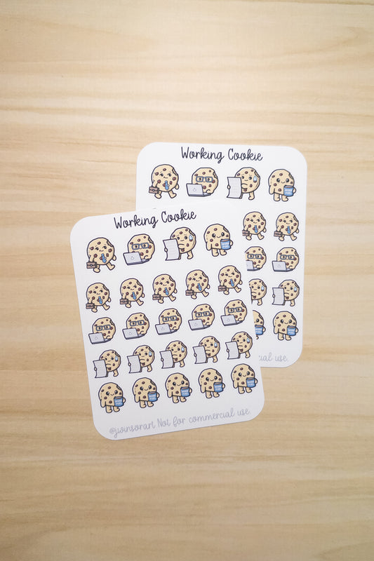 Working Cookie Character Stickers | Kawaii Office, Job, and Employee Planner Stickers for Work or Study