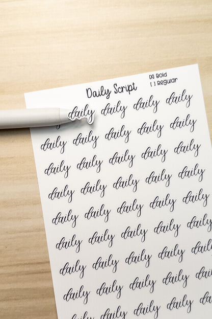 Daily Script Planner Sticker Sheet 45 Stickers Bujo Bullet Journal