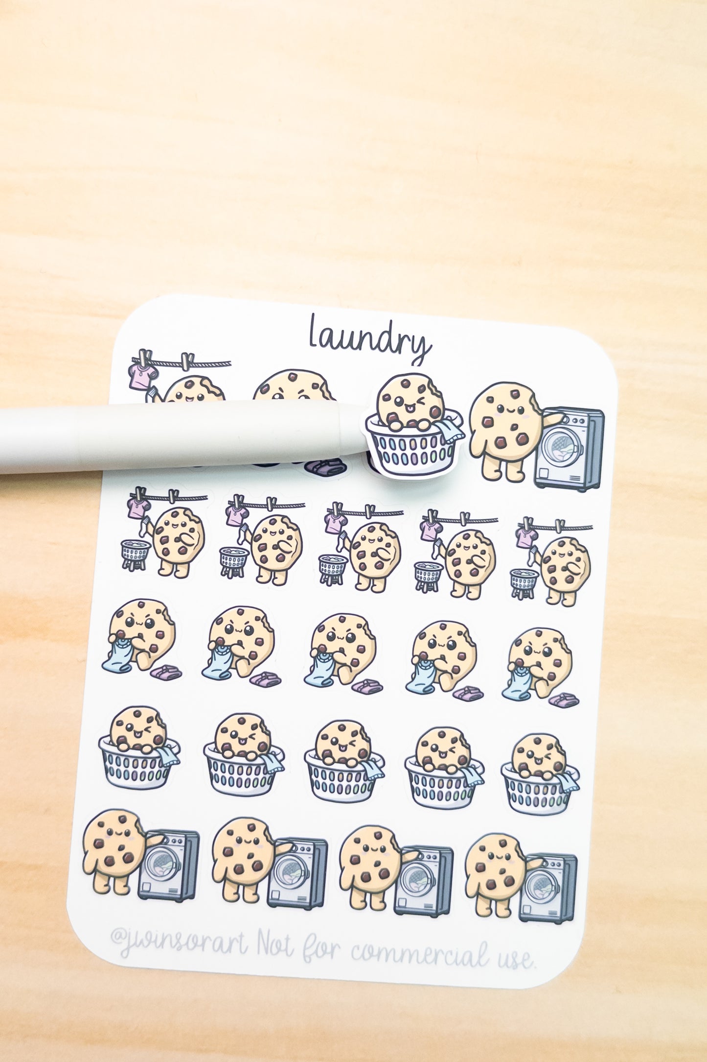 Laundry Day Deco Planner Sticker Sheet Cute Kawaii Art Cookie Folding Drying Clothing Laundry Basket Line Dry Chores