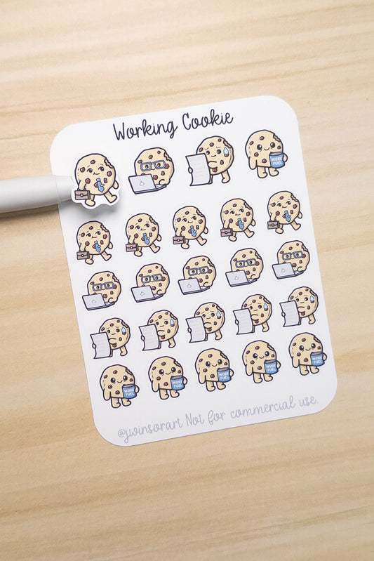 Working Cookie Character Stickers | Kawaii Office, Job, and Employee Planner Stickers for Work or Study