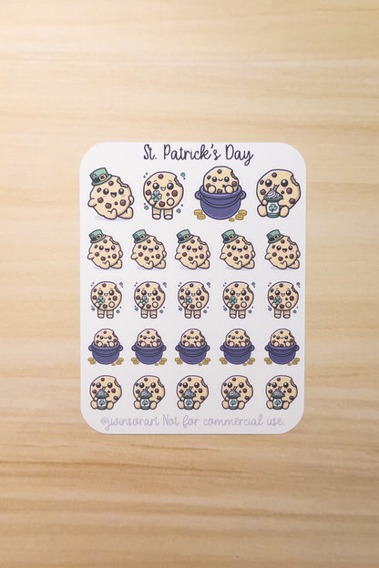 St. Patrick's Day Deco Planner Sticker Sheet Cute Kawaii Art Cookie Shamrock Gold Leprechaun Hat Luck O The Irish Ireland Lucky Charm