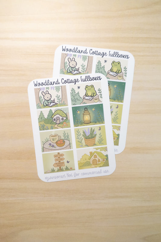 Woodland Cottage Fullboxes | Hobonichi Cousin Weekly Stickers | Cozy Cottagecore Planner Stickers