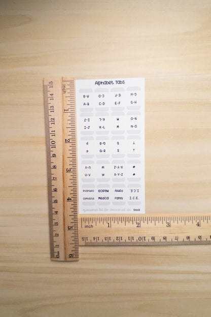 Alphabet Contact Tabs – Minimal A-Z Planner Labels for Hobonichi, Journals, and Address Books (20 Tabs)