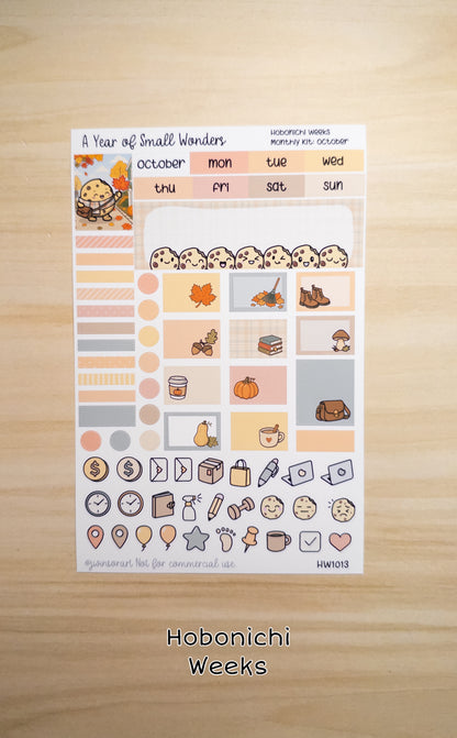 October Hobonichi Monthly Kit – A Year of Small Wonders – Perfect Fall Leaf Planner Stickers – Cousin A5, A6, Weeks
