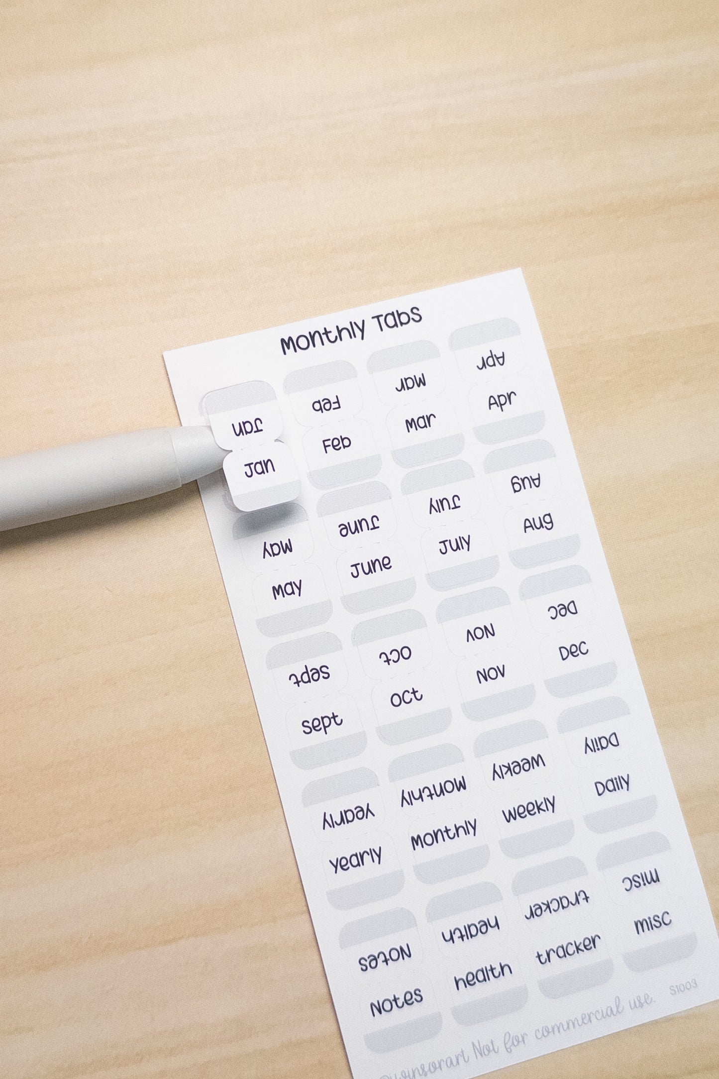 Monthly Tabs – Minimal Planner Labels for Hobonichi, Journals, and Notebooks (Months + Extras)