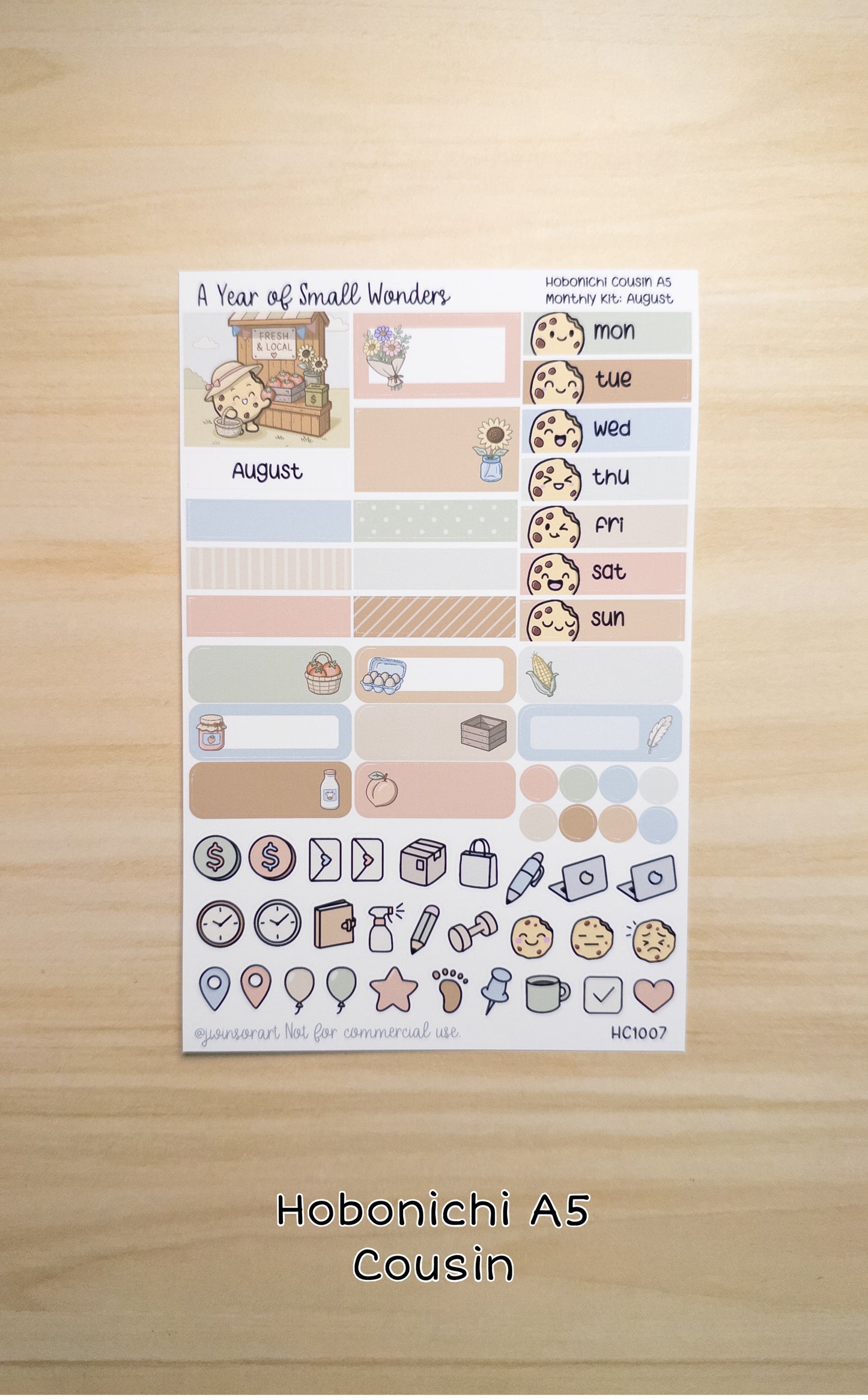 August Hobonichi Monthly Kit – A Year of Small Wonders – Roadside Farm Stand Planner Stickers – Cousin A5, A6, Weeks
