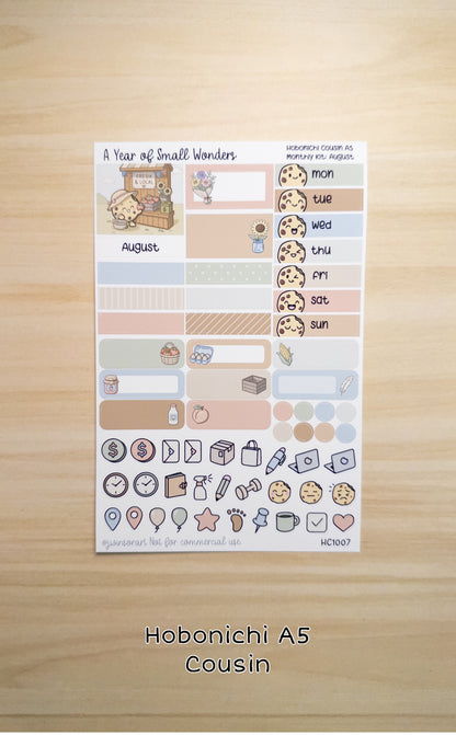 August Hobonichi Monthly Kit – A Year of Small Wonders – Roadside Farm Stand Planner Stickers – Cousin A5, A6, Weeks
