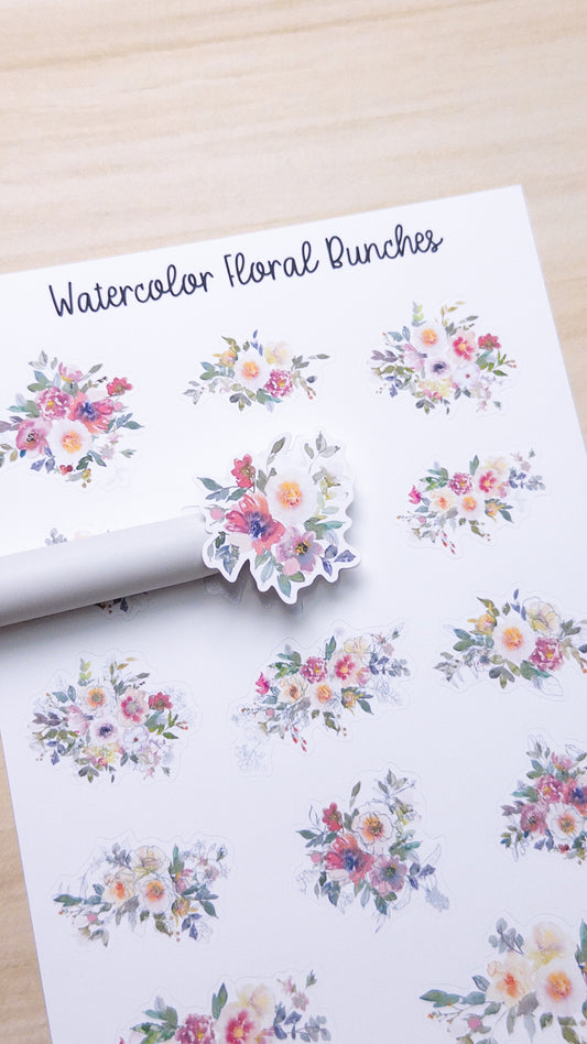 Watercolor Floral Bunches Planner Sticker Sheet Deco Decorative Flowers Stickers Bujo