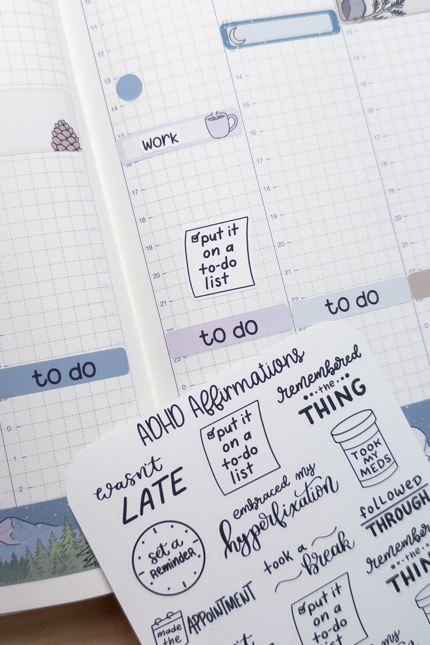ADHD Affirmations Stickers – Hand Lettered Neurodivergent Quotes for Planner, Hobonichi, Bullet Journal, Executive Function Support