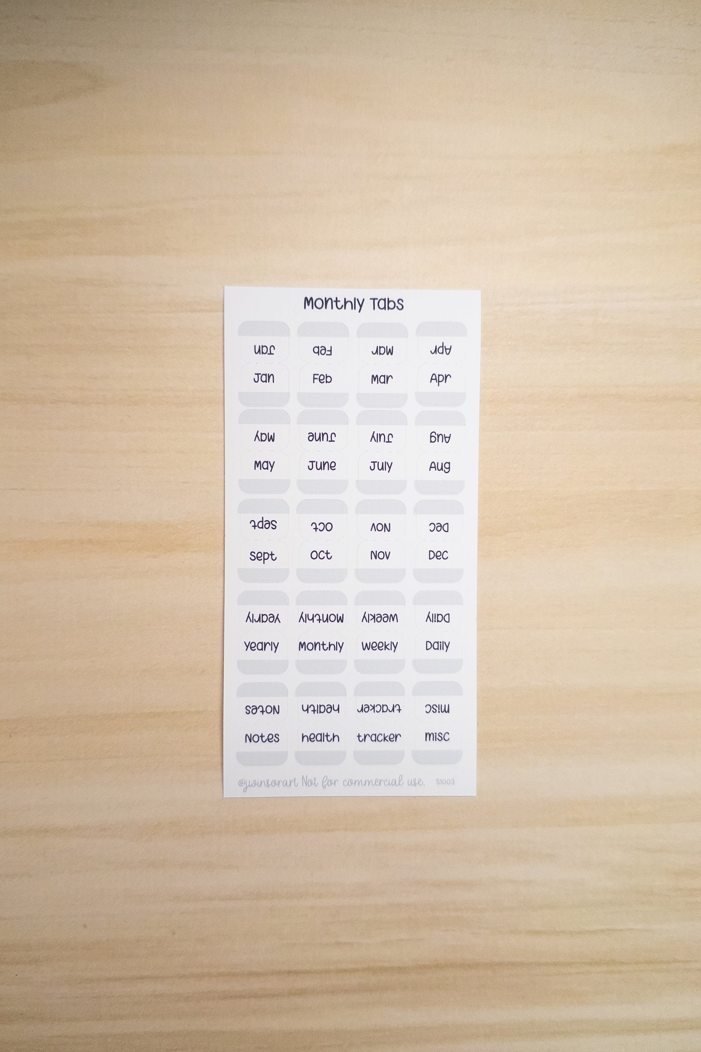 Monthly Tabs – Minimal Planner Labels for Hobonichi, Journals, and Notebooks (Months + Extras)