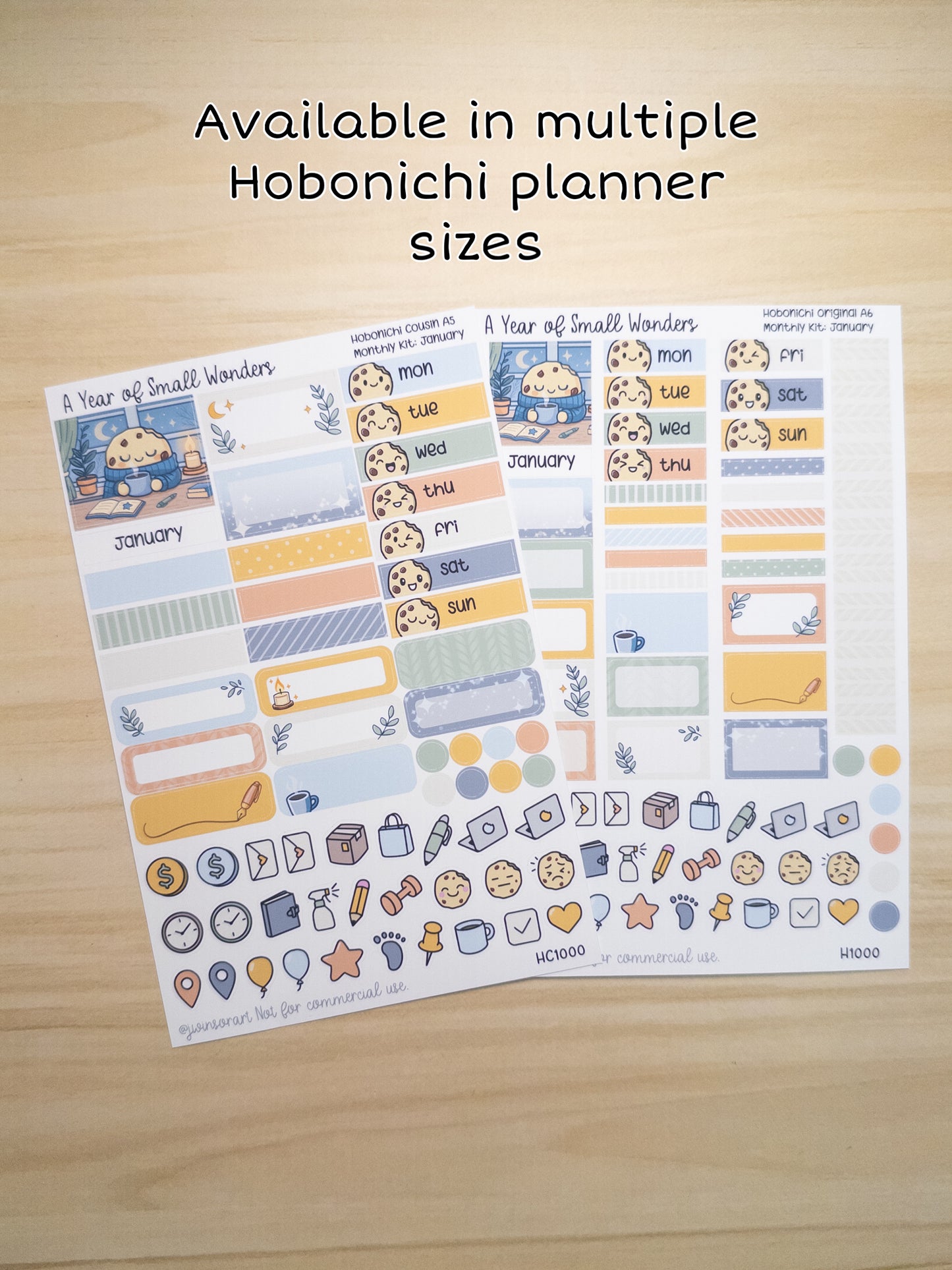 Hobonichi Monthly Kit – January Cozy Cookie Theme | Planner Stickers | A Year of Small Wonders Collection