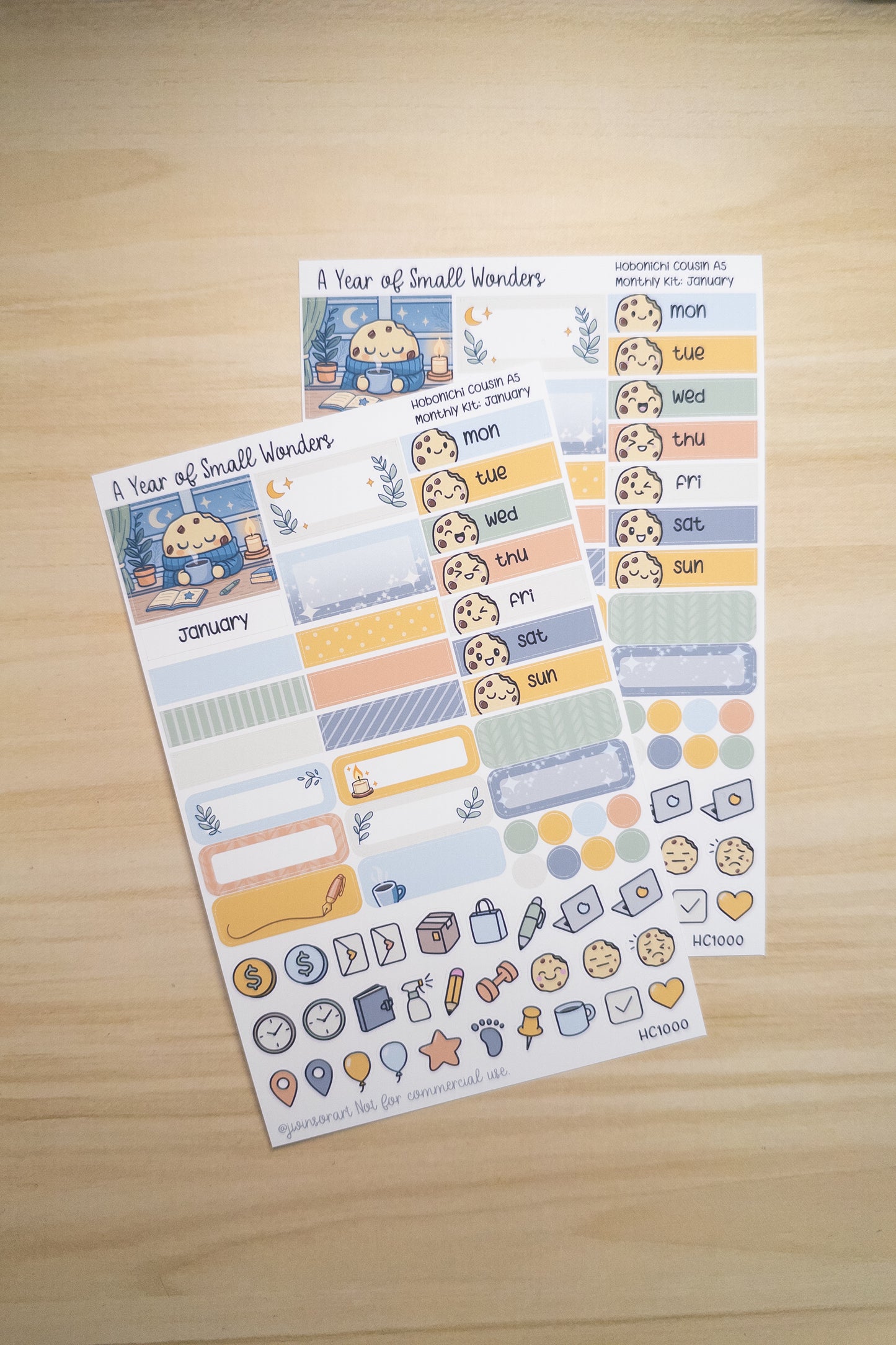 Hobonichi Cousin A5 Monthly Kit – January Cozy Cookie Theme | Planner Stickers | A Year of Small Wonders Collection