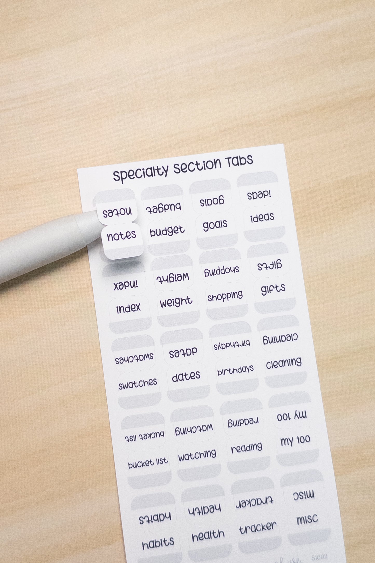 Specialty Section Tabs – Minimal Planner Labels for Hobonichi, Journals, and Notebooks (20 Unique Tabs)