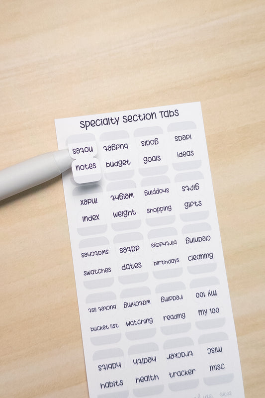 Specialty Section Tabs – Minimal Planner Labels for Hobonichi, Journals, and Notebooks (20 Unique Tabs)