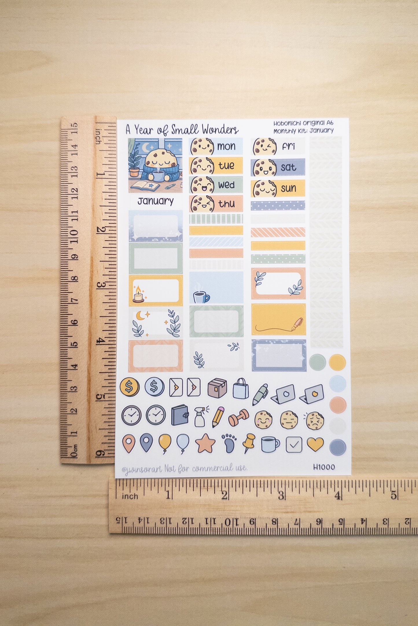Hobonichi Monthly Kit – January Cozy Cookie Theme | Planner Stickers | A Year of Small Wonders Collection
