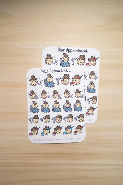 Hair Appointment Cookie Stickers – Haircut, Blow Dry, Hair Salon, & Hair Dye Planner Stickers