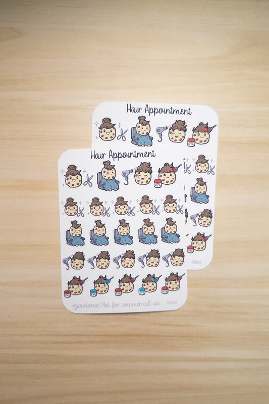 Hair Appointment Cookie Stickers – Haircut, Blow Dry, Hair Salon, & Hair Dye Planner Stickers