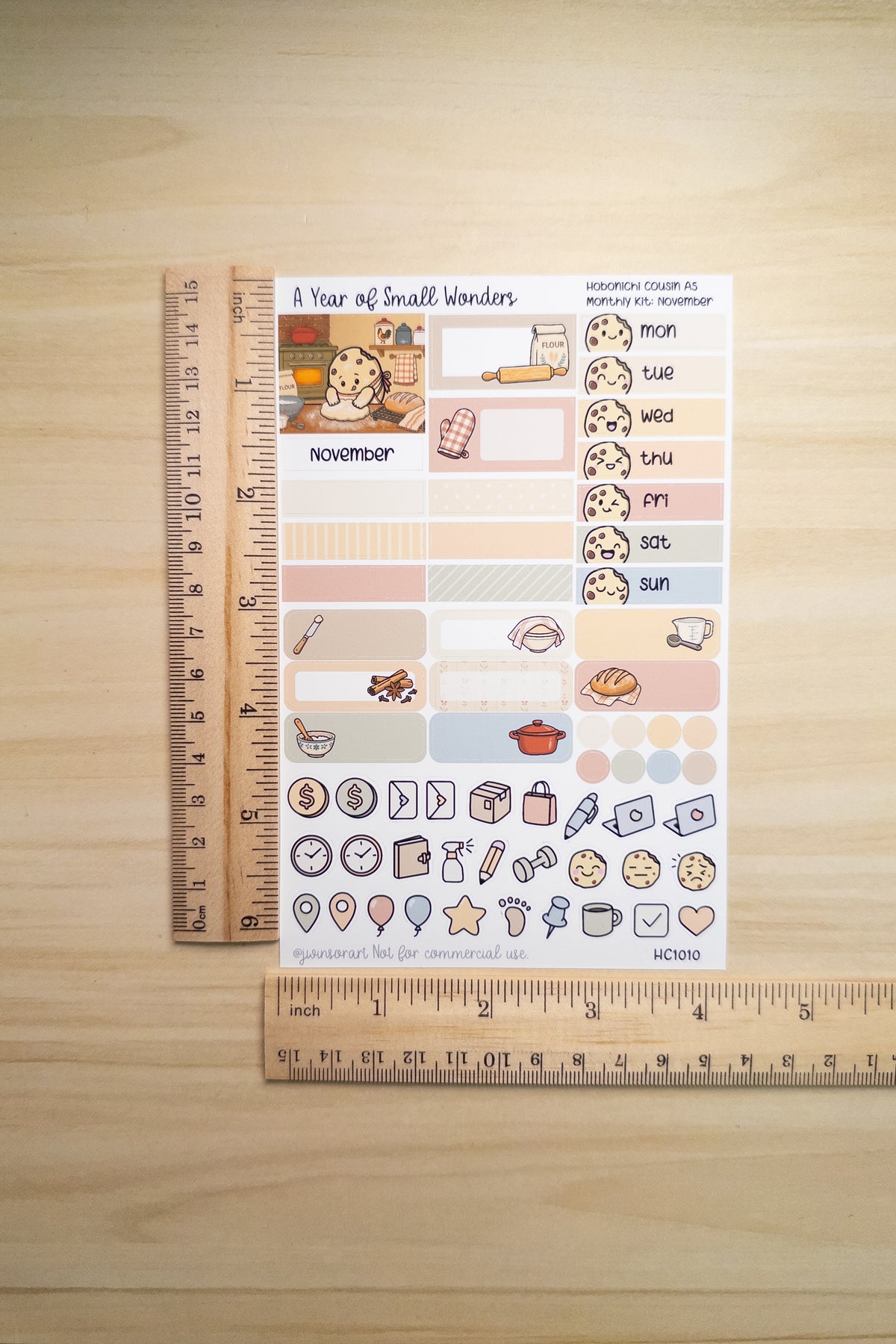 November Hobonichi Monthly Kit – A Year of Small Wonders – Fresh-Baked Bread Cozy Planner Stickers – Cousin A5, A6, Weeks